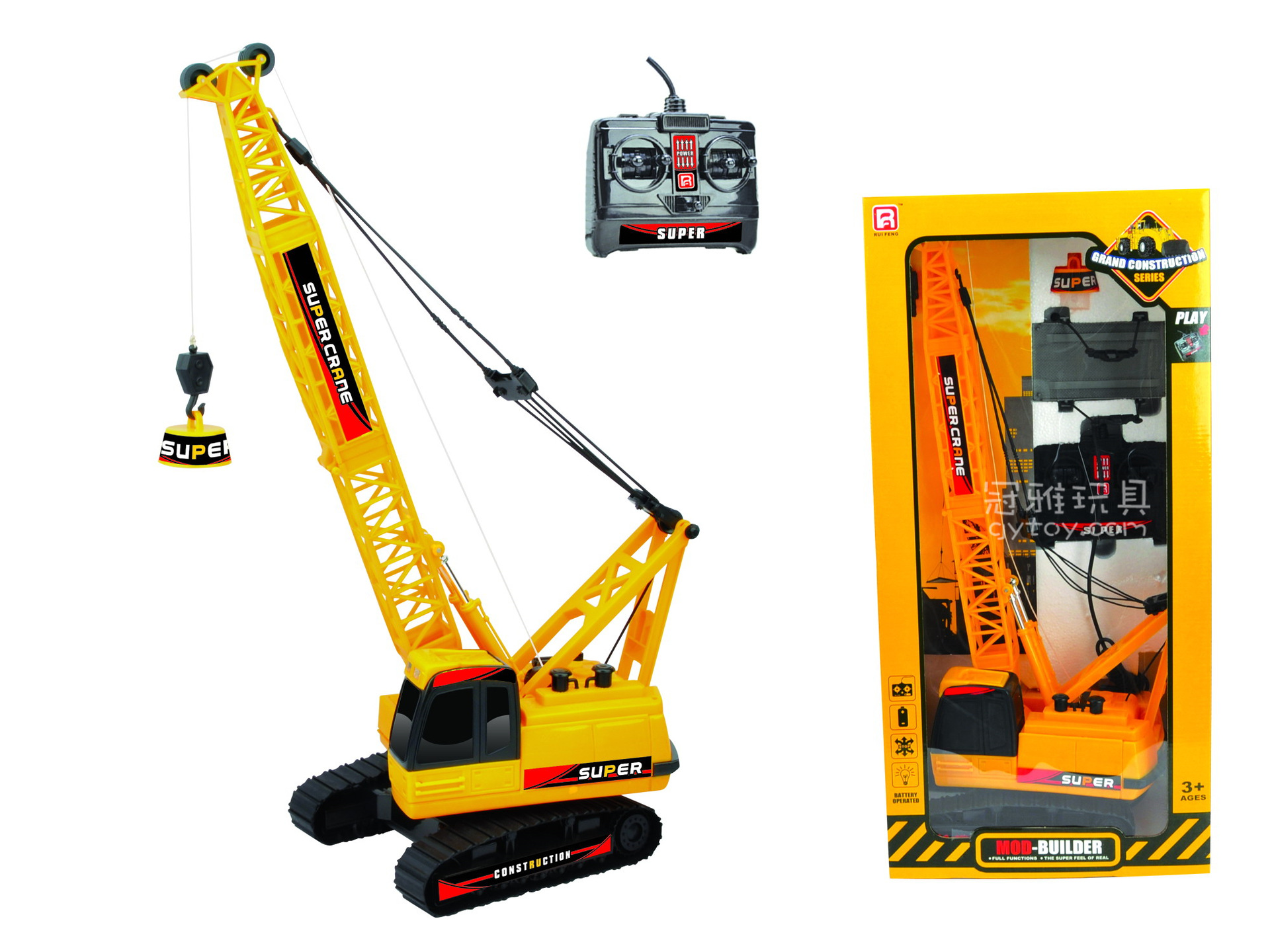 【仿真電動線控燈光工程車玩具建筑器材八通履帶吊臂起重機吊車模型】價格,廠家,圖片,模型玩具,汕頭市元創廣告-